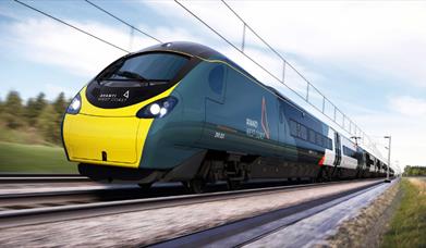 An Avanti train on tracks.