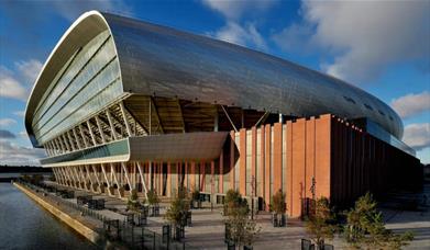 Hill Dickinson stadium from the outside, next to the River Mersey