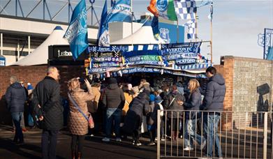 Everton fans outside Goodison stadium