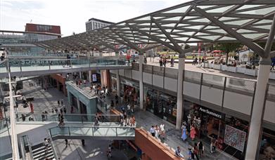 A wide shot of the mezzanine store level taken from the open air terrace