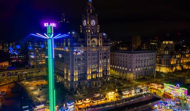 The Liverpool Winter Festival with the three graces in the back.