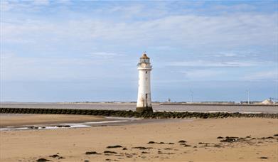 A landscape image of New Brighton lighthouse