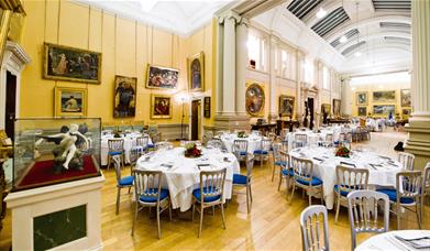 Lady Lever Art Gallery set up in a cabaret style.