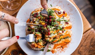 A small plate of food with Mediterranean spices.