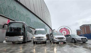 INTX Fleet of vehicles outside M&S Bank Arena.