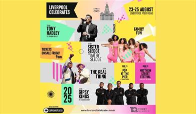 A line up poster for Liverpool Celebrates.