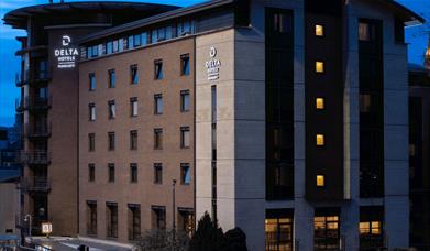 The exterior of Delta Hotels.
