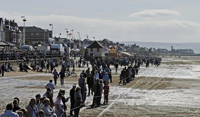 Crowds of people on Wallasey Beach