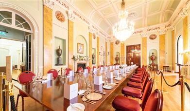 A dining table set up for a meal