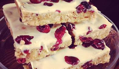 Raspberry and white chocolate slice Benty Farm Wirral